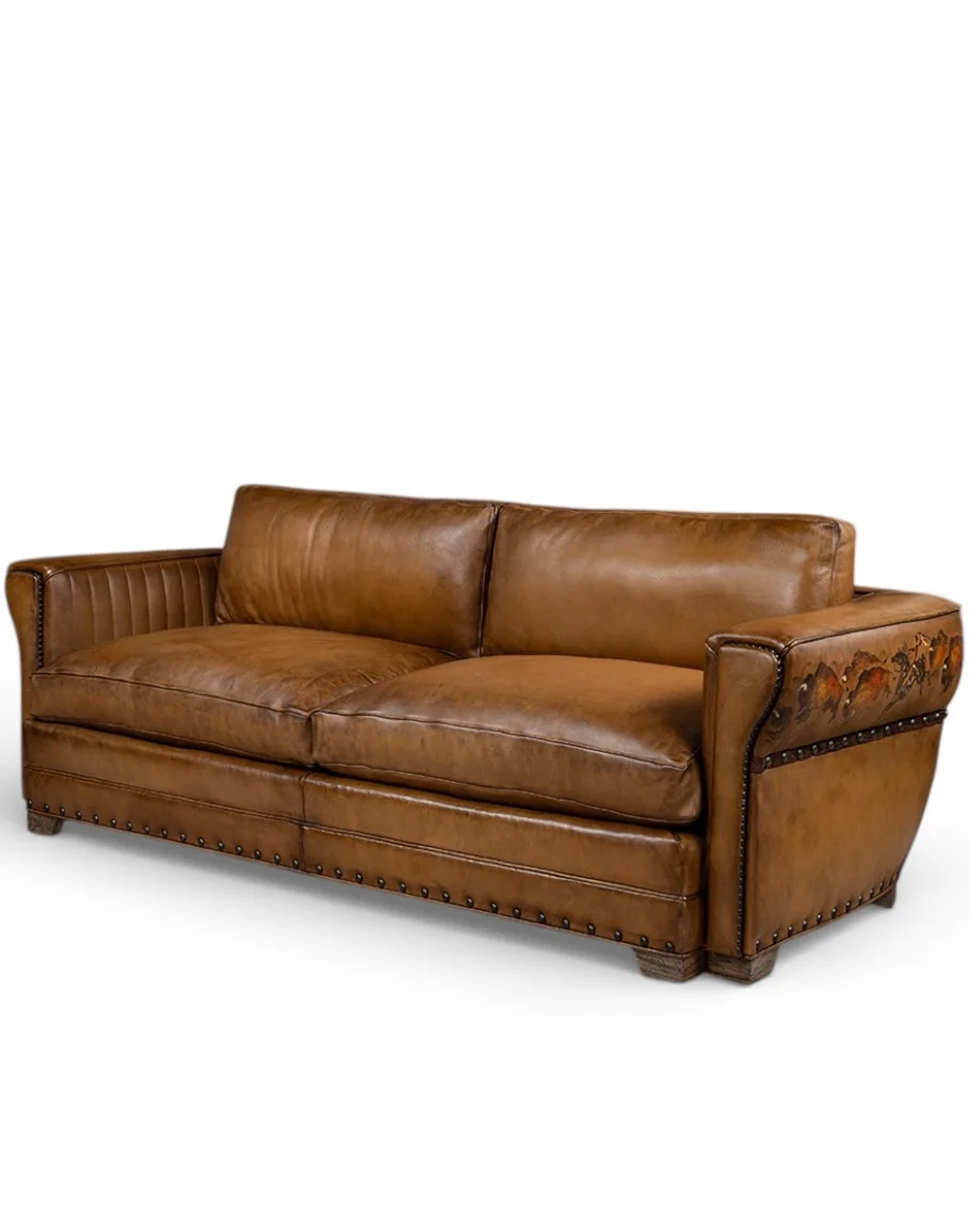 Painted Bison Leather Sofa